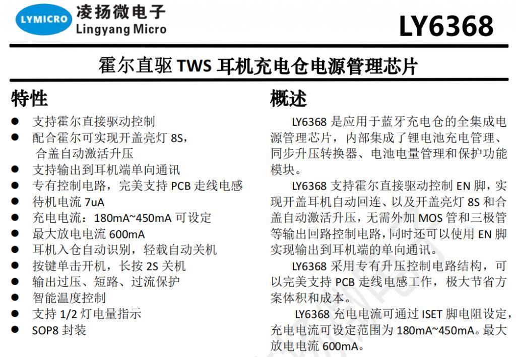 凌扬微电子携手谷雨半导体新推出11款TWS充电仓管理芯片