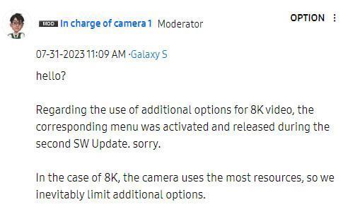 三星回应限制 Galaxy S23 Ultra 手机拍摄高码率 8K 视频
