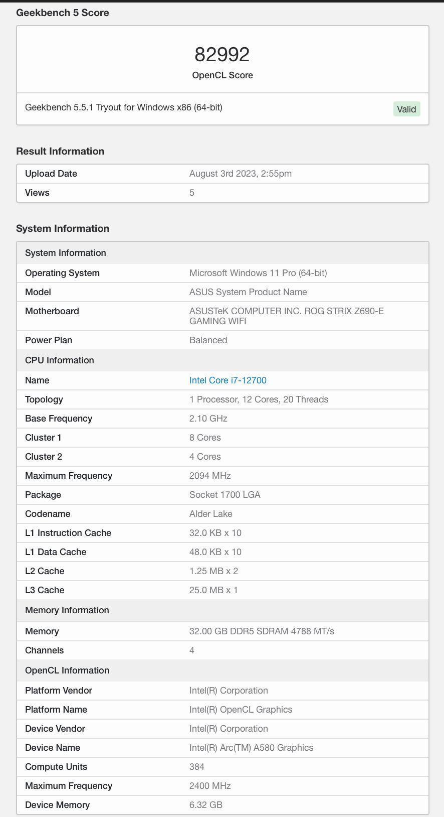 英特尔锐炫 A580 桌面显卡跑分曝光：超 RTX 3050