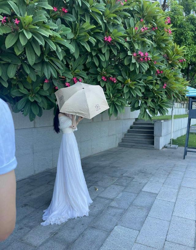 刘诗诗化身温婉花仙子 穿白裙戴粉花优雅清丽