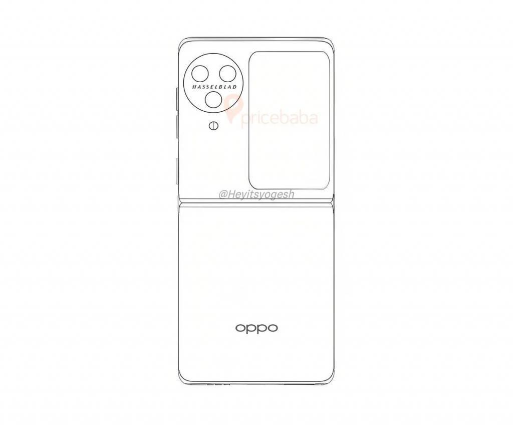 OPPO Find N3 Flip 竖折叠屏手机设计线稿曝光，配备哈苏三摄镜头