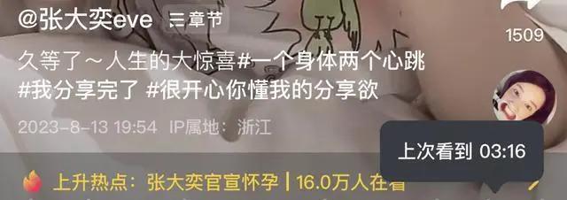 张大奕官宣怀孕，自曝是第一次，因宫腔积液打30支保胎针