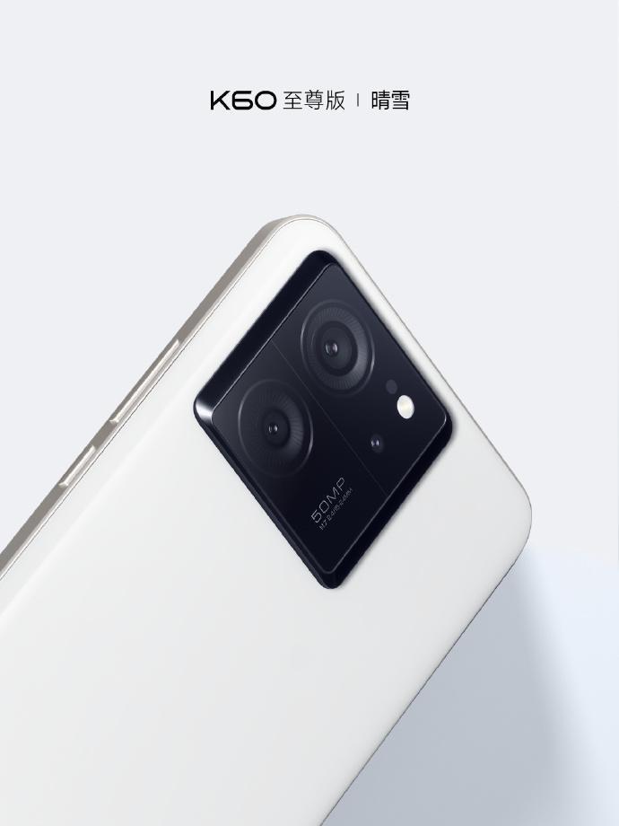 小米 Redmi K60 至尊版手机“晴雪”配色公布，陶瓷质感纯白后盖