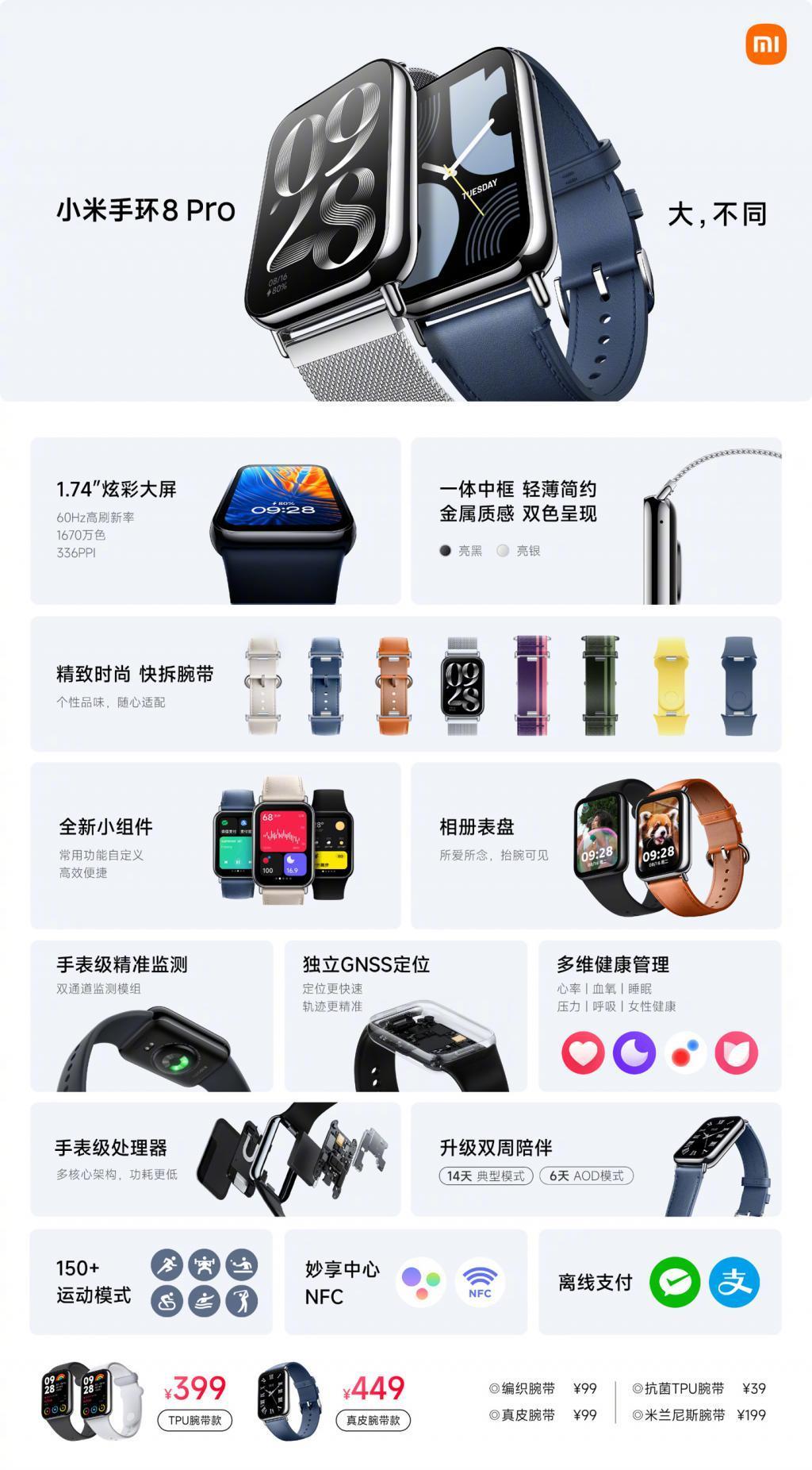 巅峰之作！小米手环 8 Pro 发布：399元起