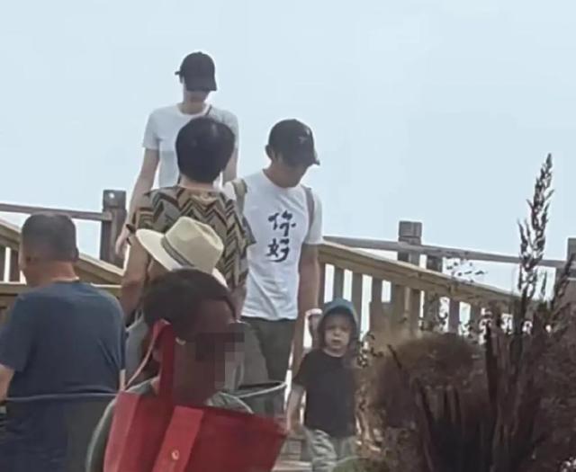 网友偶遇撒贝宁李白一家登山 混血龙凤胎高鼻大眼颜值高