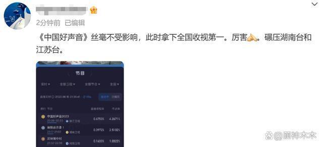 《好声音》最新收视出炉！超湖南台拿下卫视第一，未受抵制影响