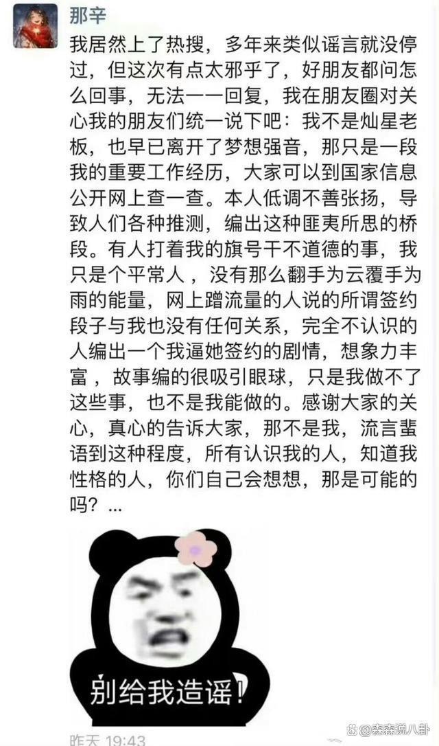 那辛：我不是《好声音》幕后老板，目前与节目组没有关联