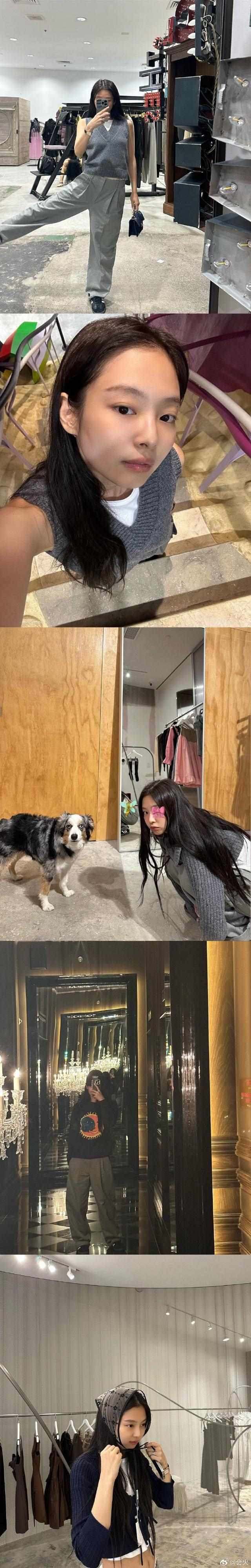 Jennie一口气发32张照片 各种POSE古灵精怪