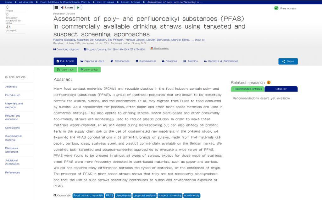 研究人员：纸吸管“并不那么健康环保”，市售九成含有有毒PFAS
