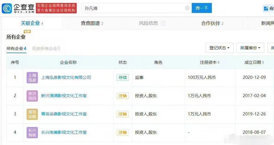 网传宋祖儿遭实名举报偷税漏税 名下多家公司已注销