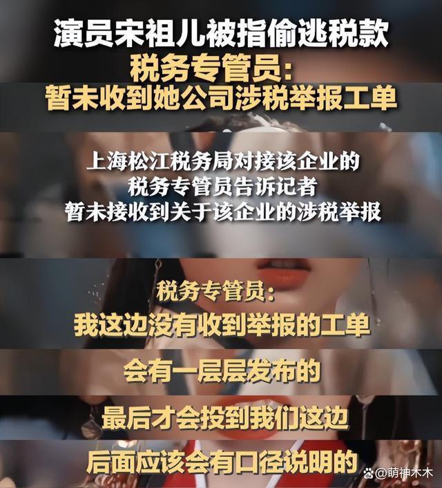宋祖儿税务风波升级！官方将正式介入调查，工作室迟迟不回应