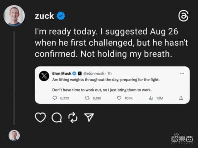 马斯克和小扎再度提出“约架”，计划于8月26日在X平台进行直播
