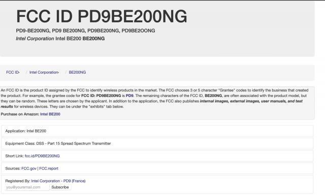 英特尔 BE200 Wi-Fi 7 无线网卡通过 FCC 认证