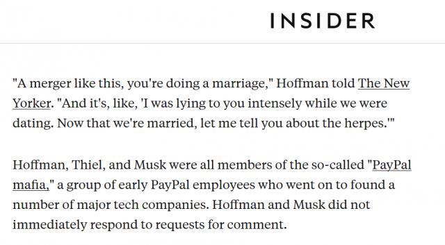 PayPal联合创始人怒批马斯克，喻其“结婚后说自己有疾病”