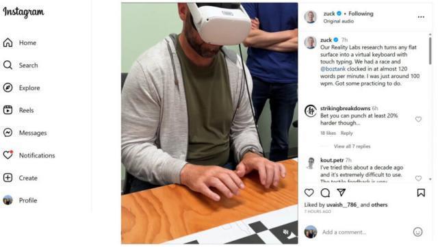 Meta举行虚拟键盘打字比赛：冠军每分钟可敲出119个单词