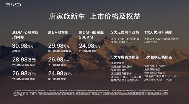 比亚迪唐家族新车型上市，唐EV/DM-i/DM-p全员上新