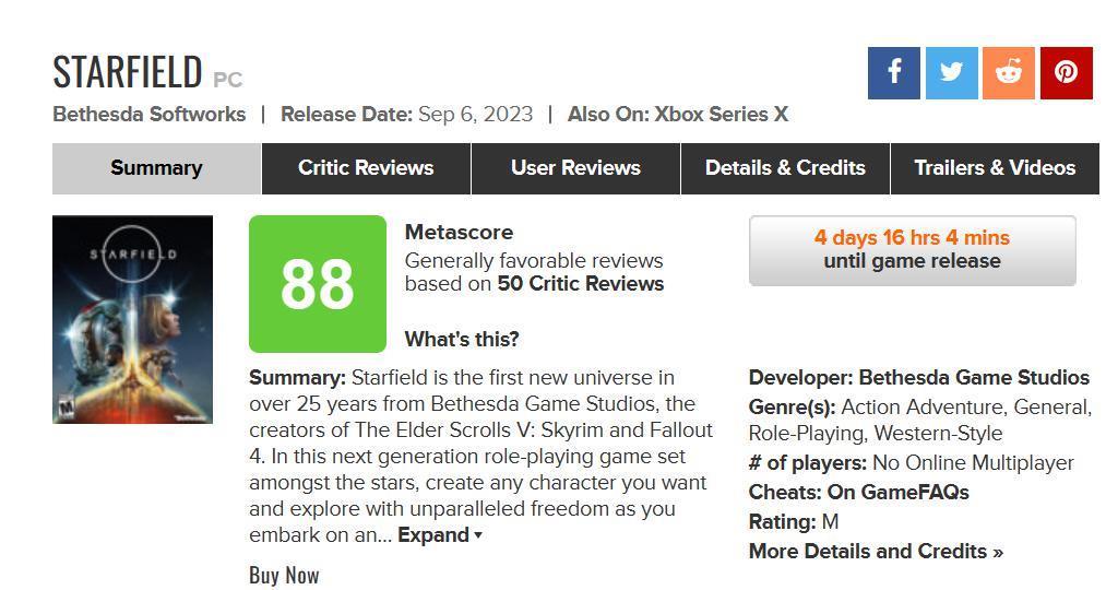 《星空》游戏全球媒体评分解禁：IGN 和 GameSpot 仅给出7分评价
