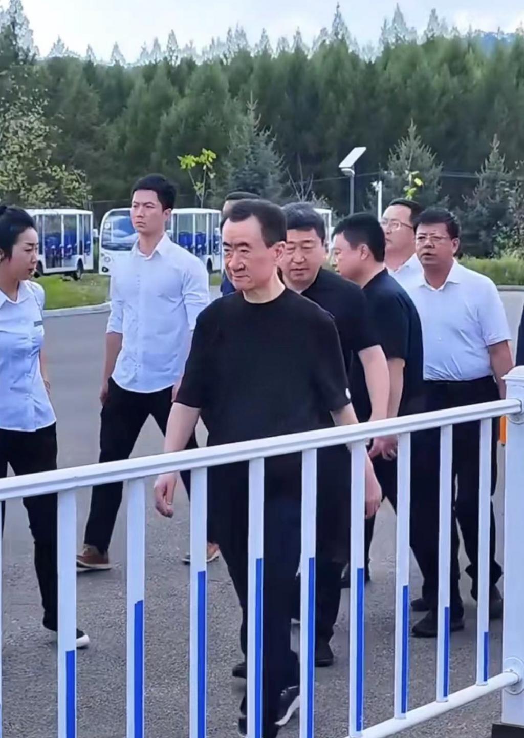 王健林现身被指暴瘦,近十人保驾护航,乘车模样憔悴打扮朴素