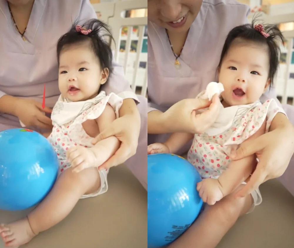 程晓玥晒女儿正脸照，被指像阿姨，不满5个月就练坐引争议
