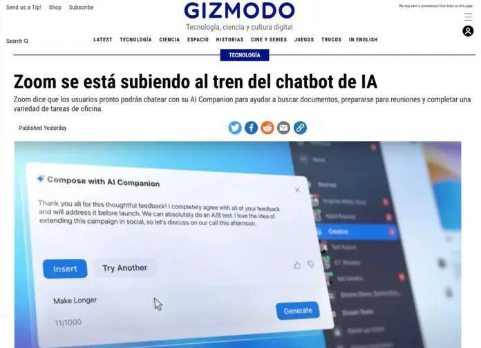 13 年老编辑被裁员，Gizmodo 西班牙网站改用 AI 翻译发文