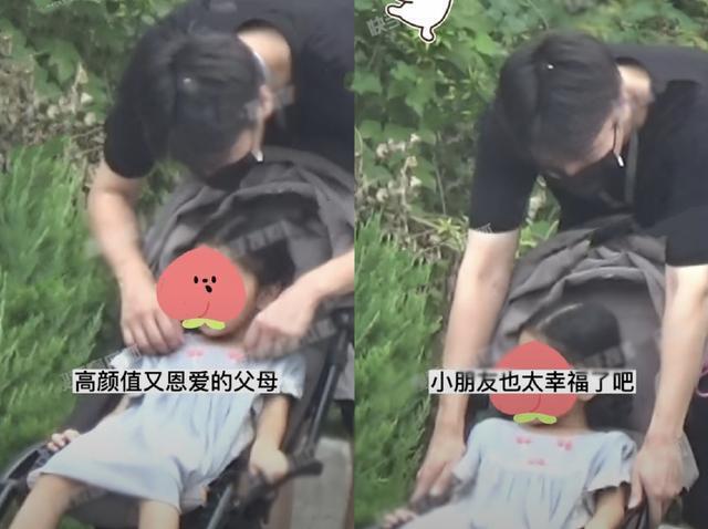 赵又廷推婴儿车接女儿放学 小公主扎麻花辫神似高圆圆