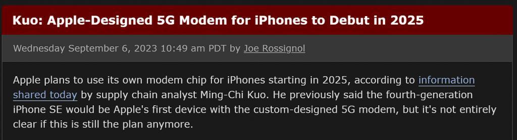 苹果自研基带，梦碎！！！