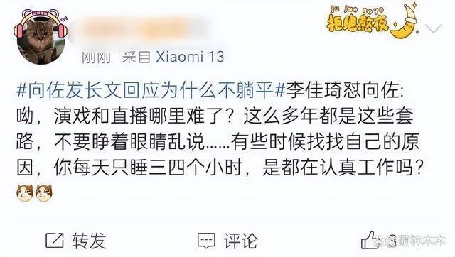 向佐发文谈 “努力”，直言自己不躺平，疑似暗讽李佳琦