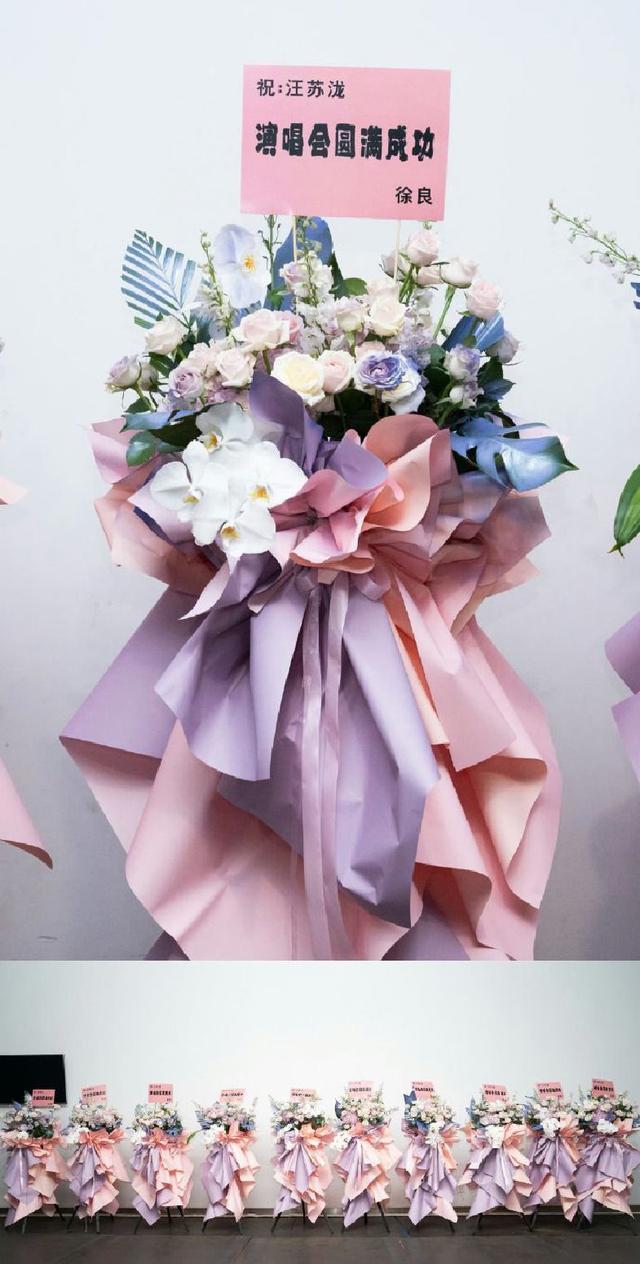 徐良为汪苏泷生日场演唱会送20只花篮 粉色花簇超有排面