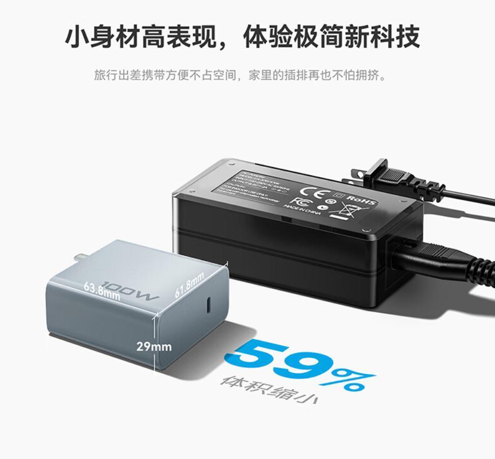 零刻 100W 氮化镓 PD3.0 适配器套装发布,售价 168 元