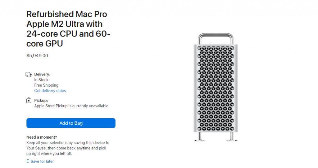 苹果上架翻新2023 款 Mac Pro：搭载M2 Ultra芯片，比全新优惠16%