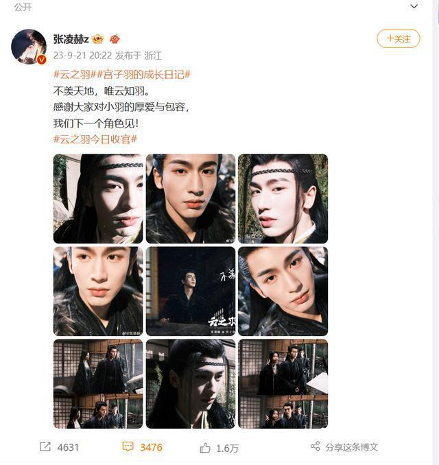 电视剧《云之羽》今日收官 张凌赫发文告别