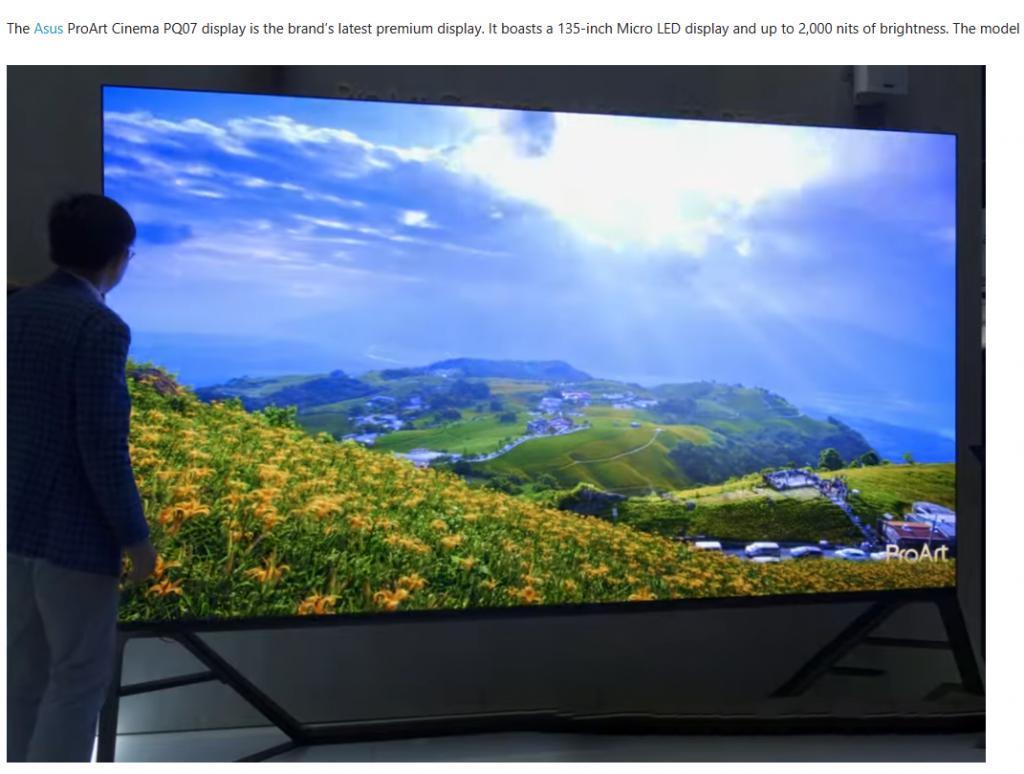 价值20万美元 MicroOLED 屏，华硕展示135寸ProArt Cinema显示器