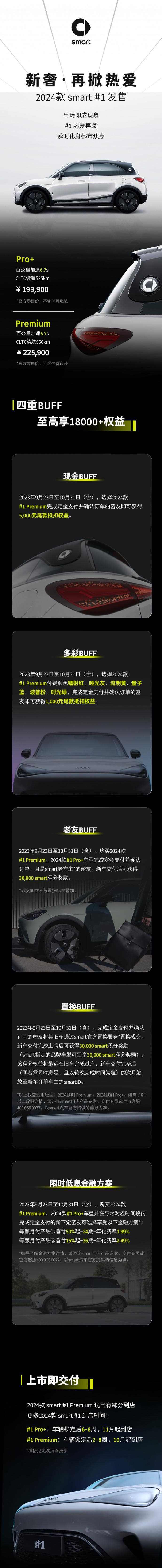 2024款smart #1车型上市：续航535-560km，19.99万元起售