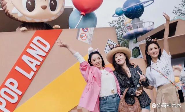 佟丽娅霍思燕董璇同游乐园，暴露真实状态，幸不幸福一目了然