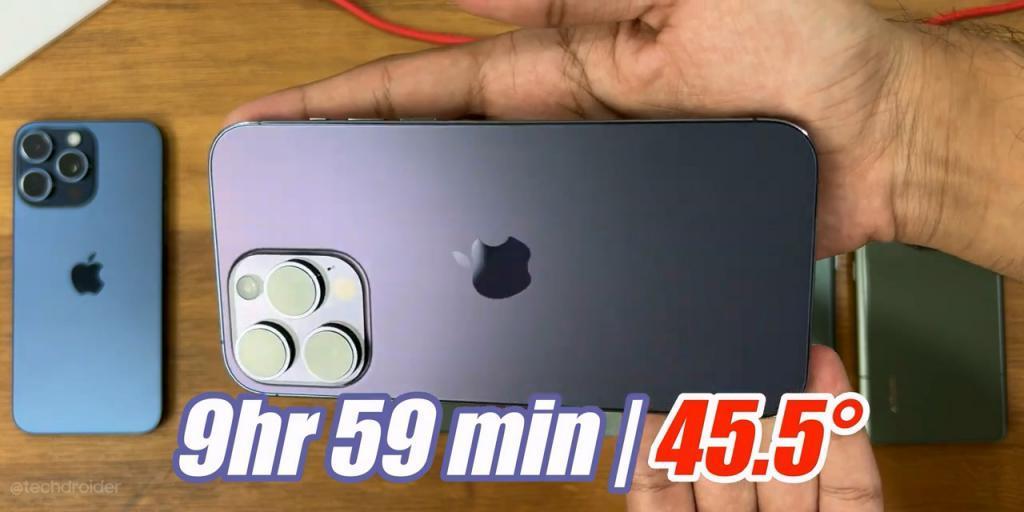 苹果 iPhone 15 Pro Max 对比安卓旗舰续航测试