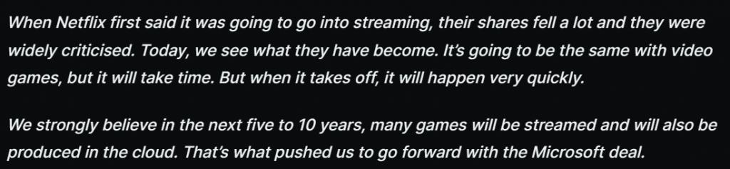育碧CEO：云游戏时代不会很快到来，未来会像 Netflix 一样受欢迎