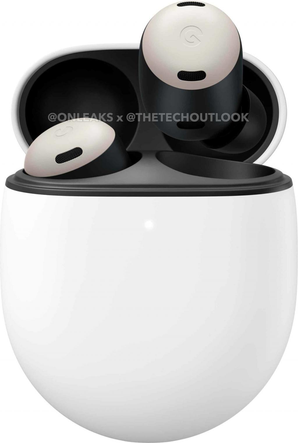 谷歌 Pixel Buds Pro 瓷白和天蓝两种颜色耳机渲染图曝光