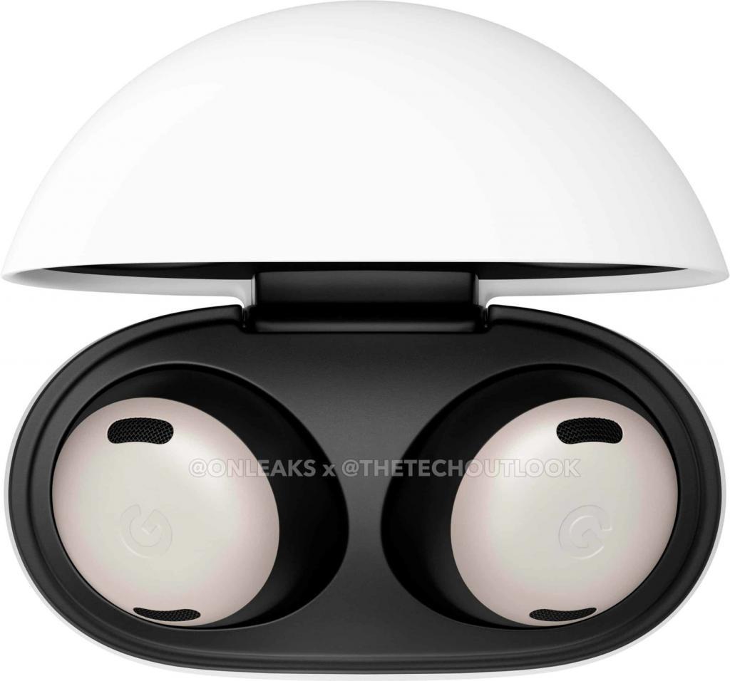 谷歌 Pixel Buds Pro 瓷白和天蓝两种颜色耳机渲染图曝光