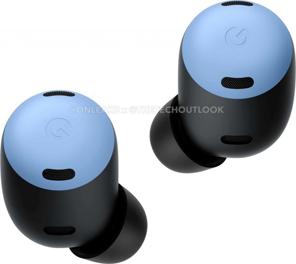 谷歌 Pixel Buds Pro 瓷白和天蓝两种颜色耳机渲染图曝光