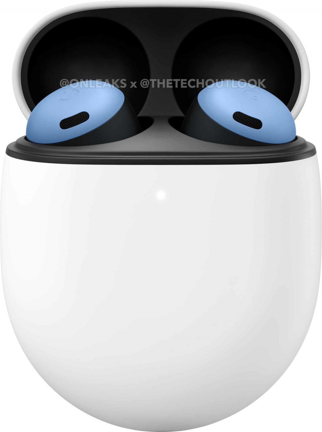 谷歌 Pixel Buds Pro 瓷白和天蓝两种颜色耳机渲染图曝光