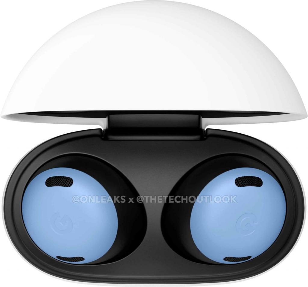谷歌 Pixel Buds Pro 瓷白和天蓝两种颜色耳机渲染图曝光