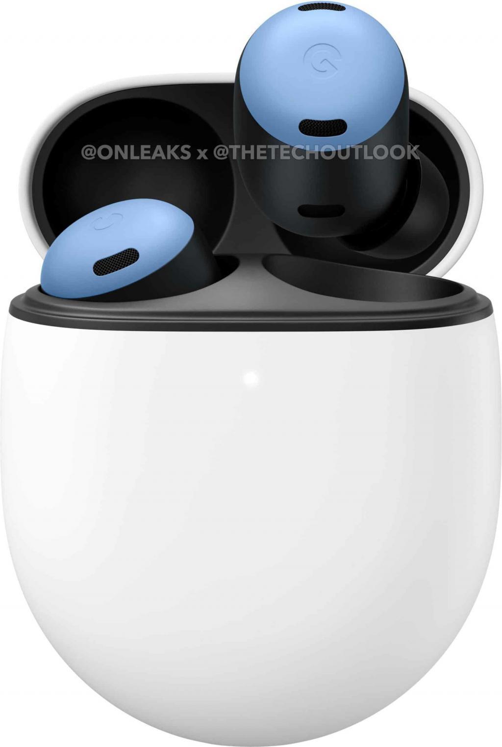 谷歌 Pixel Buds Pro 瓷白和天蓝两种颜色耳机渲染图曝光