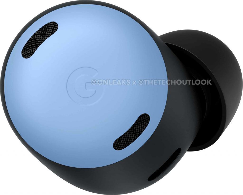 谷歌 Pixel Buds Pro 瓷白和天蓝两种颜色耳机渲染图曝光