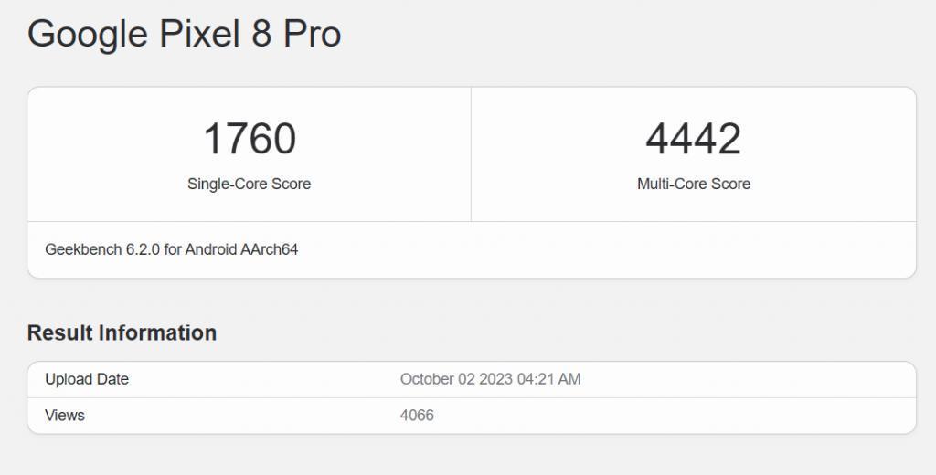谷歌 Pixel 8 Pro 手机现身 Geekbench 6：9 核 CPU，主频2.91GHz