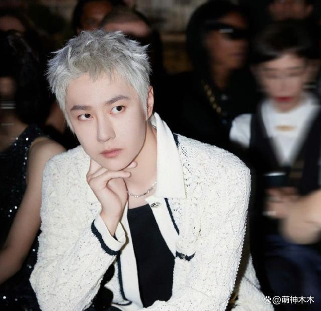 王一博看秀生图曝光,银发搭女款外套似精神小伙,撞脸蒋雯丽