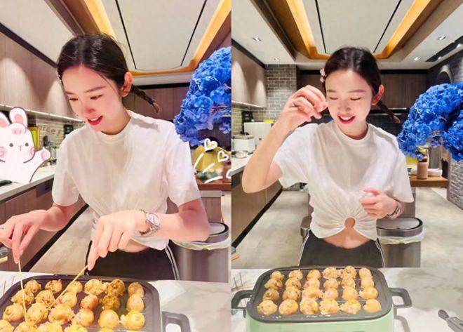 唐艺昕首晒3岁女儿，母女一起做饼干，小公主扎哪吒头超可爱