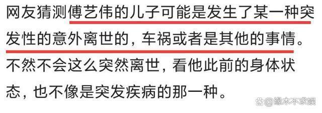 傅艺伟独生子去世！年仅30岁，死因引发热议，生前动态可见人品！