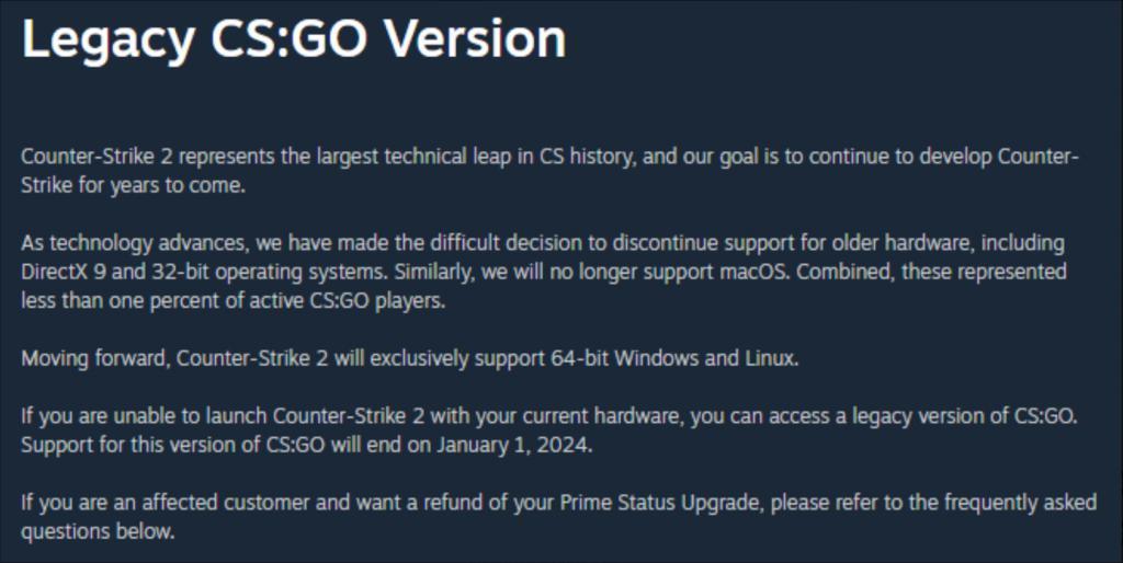 《CS:GO》游戏年底结束支持：仍可独立游玩，macOS 玩家可退款