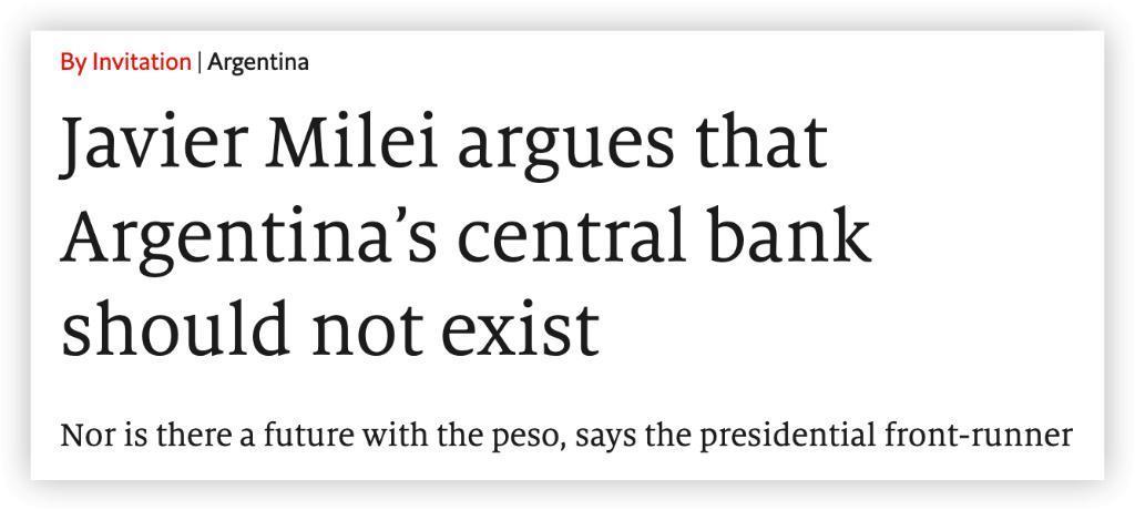 “阿根廷特朗普”再吹美元化，称本国货币为“肥料都不如的垃圾”