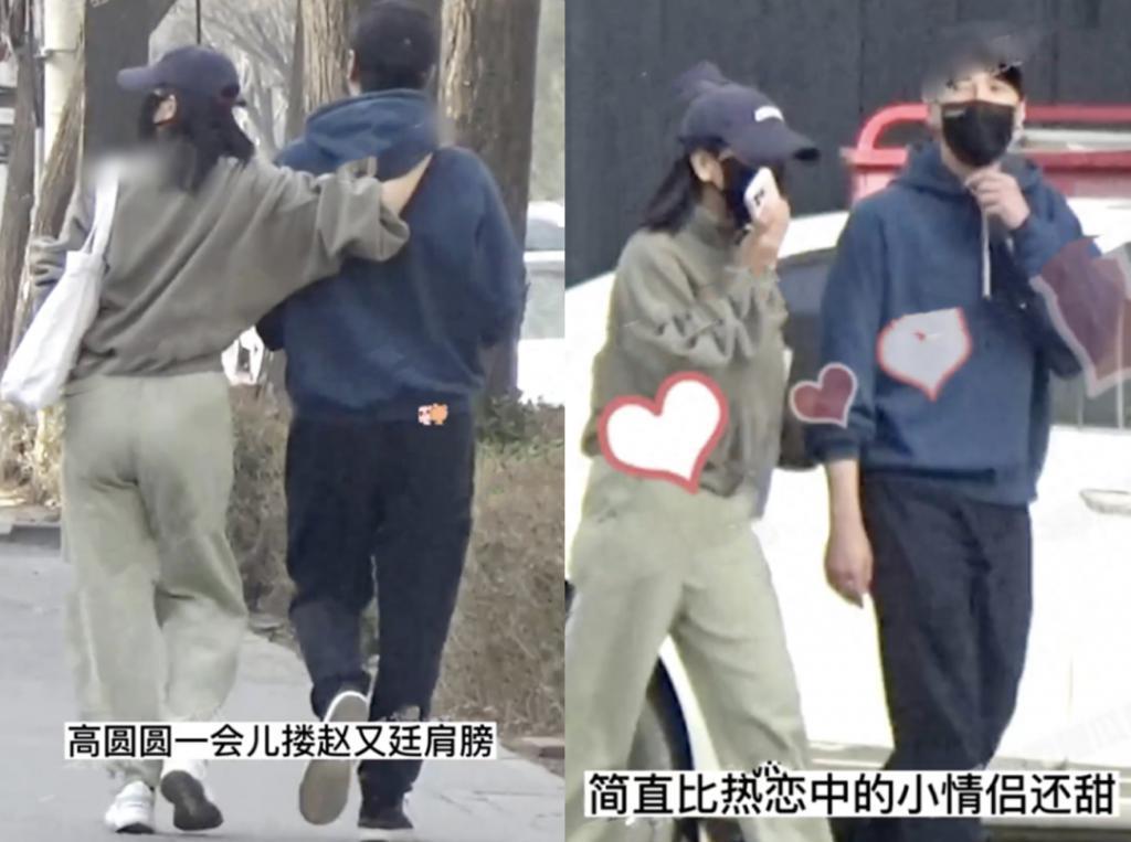 赵又廷高圆圆带女儿逛街，小孩牵爸妈的手荡秋千，身高瞩目